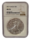 (4) American Eagles; 2013, 2014, 2017, 2007 All MS70 NGC