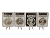 (4) American Eagles PCGS Signed by Master Designer Emily Damstra; MS70, PR70