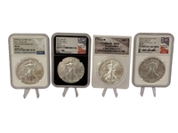 (4) American Eagles Graded NGC, ANACS First Strikes, FDI, Signed