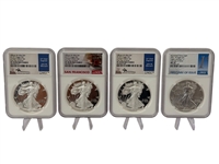 (4) American Eagles All NGC PF70, MS70, Signed