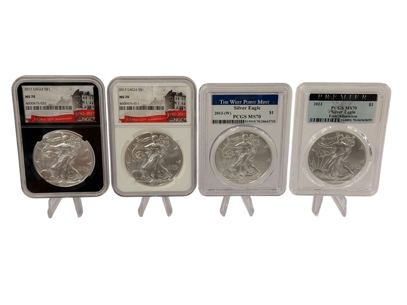 (4) American Eagles 2013, 2017, 2023 NGC, PCGS