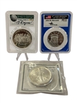 (3) Commemorative Silver Coins; American Eagle, US Mint, Statue of Liberty, PCGS