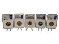 (5) Graded Dollar Coins: Jim Thorpe, Sequoyah, Ronald Reagan, Maria Tallchief