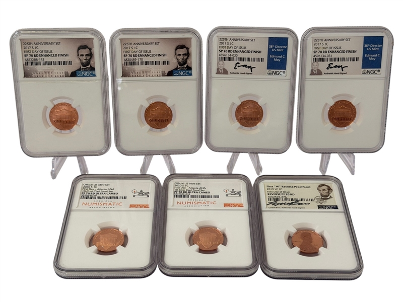 (7) Graded Lincoln Cents: FDI, Ultra Cameo, Red, Reverse Proof NGC