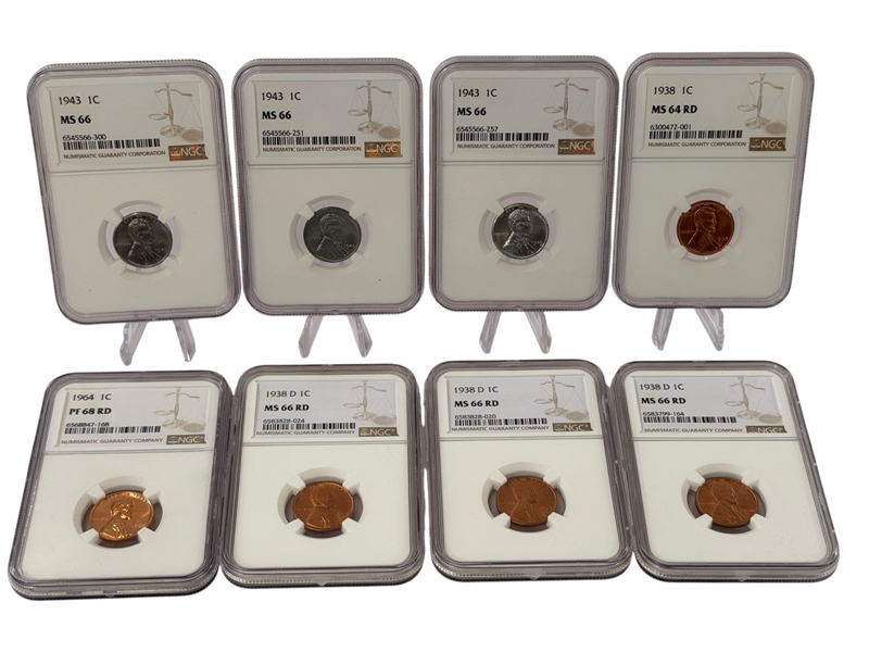 (8) Graded Lincoln Cents NGC