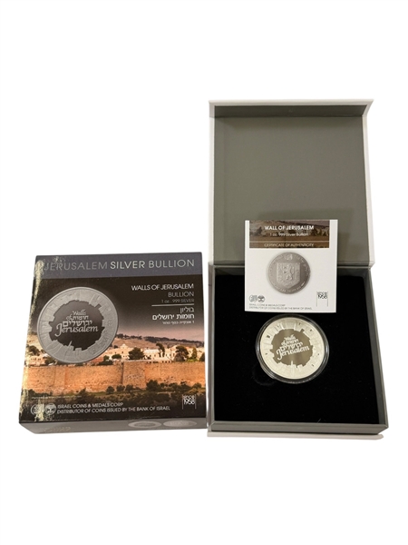 Wall of Jerusalem 1 Ounce .999 Bullion Round Original Box and COA