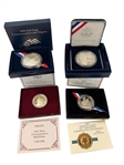 (2) Silver Commemorative Dollars (2) 1/2 Silver Dollars in Original Boxes and COAs