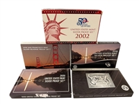 (5) US Mint Silver Proof Sets in Boxes; 2002, 2018, 2019, 2020, 2022