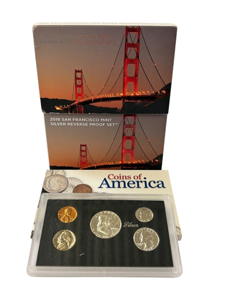 (2) 2018 US Mint Silver Proof Sets Original Sleeves, 1956 Coins of America Silver Set