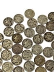 (2) Rolls Mercury Silver Dimes, Many AU