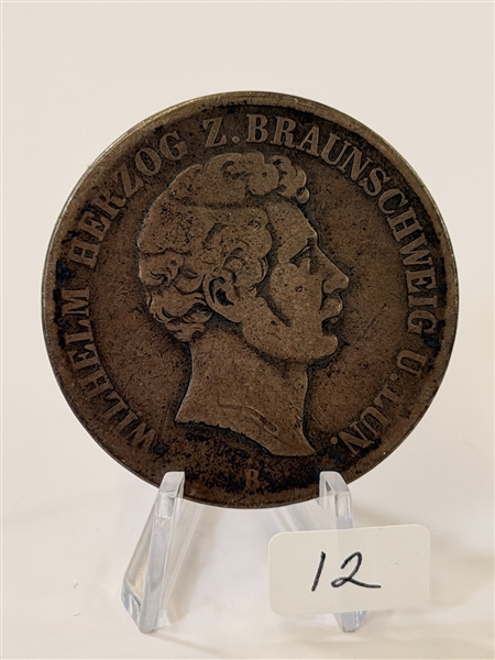 1854B German States Wilhelm Brunswick 2 Thaler KM1140