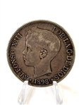 (5) Spain 5 Pesetas .900 Silver Coins