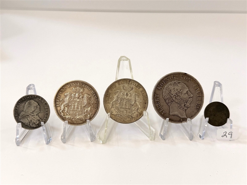 (5) German States Prussia, Saxony, Hamburg, Groschen, Marks, and Thalers