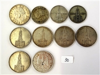 (10) Germany 2, and 5 Marks Silver Coins
