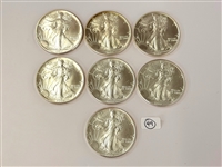 (7) BU Silver American Eagles 