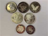 (5) One Ounce .999 Silver Rounds, (2) 1/2 Ounce Silver Rounds