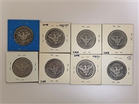 (8) Barber Silver Half Dollars: 1895-1915