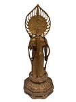 20th Century Japanese Kuan Yin Brass Statue Japanese Form of Padmapani