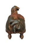 Polychrome Carved Sculpture Budai or Daoist Immortal Atop Mythical Birds Export Piece