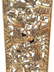 Pair Carved Gilded Chinese Panels with Scholars and Trees