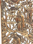 Pair Carved Gilded Chinese Panels with Scholars and Trees