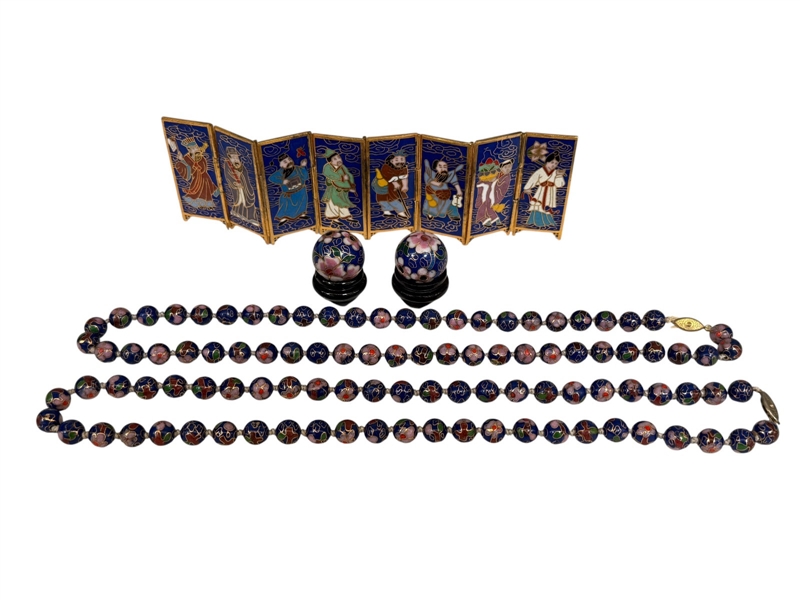 Group of Cloisonne pieces with Necklaces