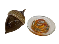(2) Art Glass Paperweights; Cohn-Stone Studios Acorn