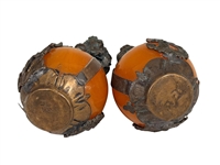 Pair Tibetan Silver Feng Shui Foo Dogs and Porcelain Snuff Bottle