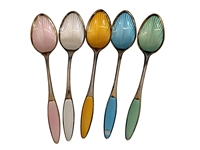 (5) Frigast Denmark Sterling and Guilloche Enamel Demitasse Spoons
