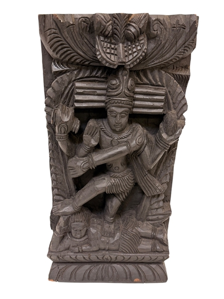 20th Century Carved Wood Panel Maha Devi