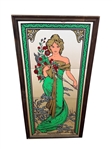 Alphonse Mucha "Spring" Printemps 1970s Mirrored Art 