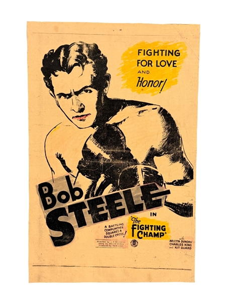 Theatrical Poster Attached to Board 1932 "The Fighting Champ"
