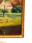 Oil on Canvas Girls with Geese Matted and Framed