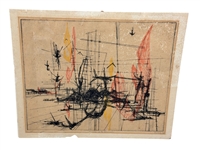 Gabor Peterdi (Hungarian-American, 1915–2001) Hand Colored Etching "Massacre of the Innocents"