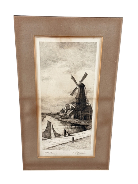 Otto Dinger Etching "Morning in Holland"