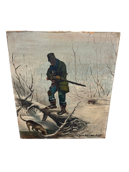 Oil Painting Unknown Artist After a 1920 Hercules Gun Powder Advertising
