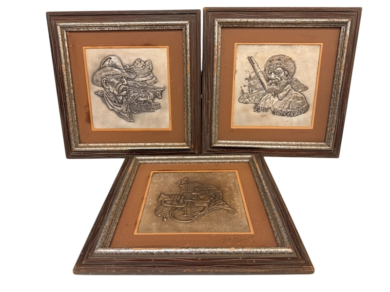 (3) The Frontiersman Silver Wall Sculptures Franklin Mint by Gordon Phillips