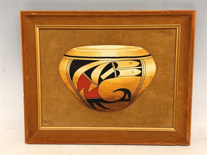 Hopi Native American Painting Erv Johnson "Acoma Pot"
