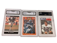 (3) Graded Sports Cards; Bo Jackson, Michael Irvin, Jim Kelly