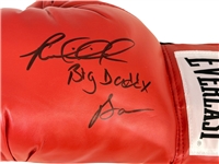 Riddick Bowe Autographed Everlast Red Boxing Glove Schwartz Sports Authority COA