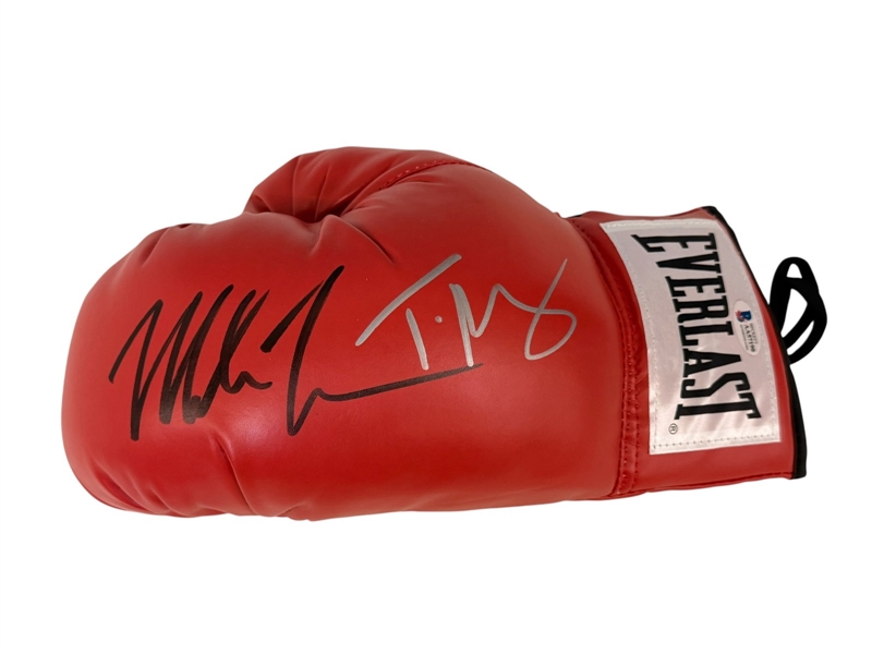 Mike Tyson, Tyson Fury Autographed Red Everlast Boxing Glove Beckett COA