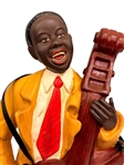 (2) Jazz Sculptures: Ceramic Bass Player, Composite Trumpet Player