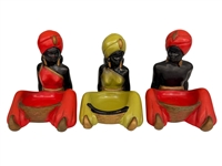 (3) Blackamoor Mid Century Chalkware Trinket Dishes