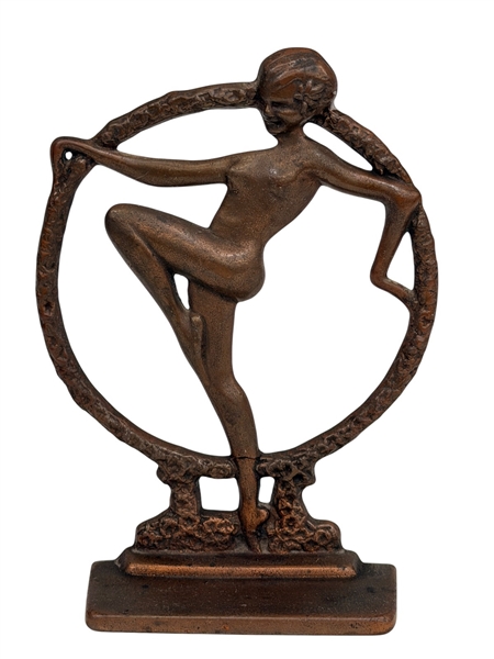 Art Deco Bronze Bookend Nude Dancing Woman Seville Studios