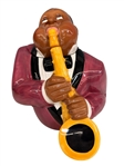 Clay Art Jazz Player Cookie Jar and Matching Salt and Pepper Shakers