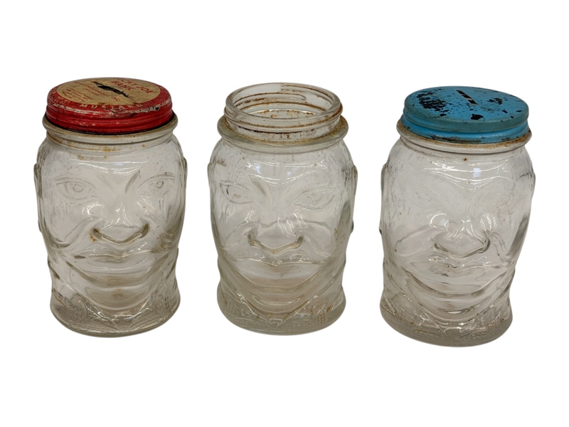 (3) Nashs Prepared Mustard "Lucky Joe" Glass Banks