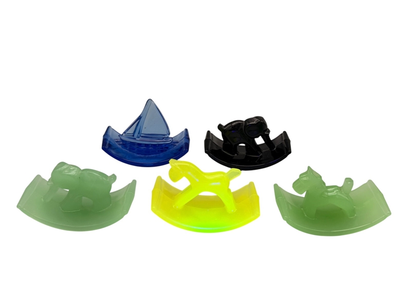 (5) 1930s Houze Ink Blotters: Jadeite, Elephant, Ship, Horse, Dog