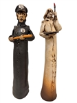 Pair People Pot Figurines by James Robert Black; Policeman and Painter
