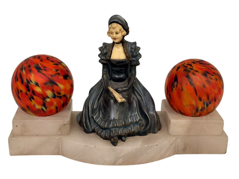 Style of Gerda Gerdago Art Deco Figural Table Lamp