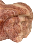 Pink Alabaster Double Face Carved Sculpture